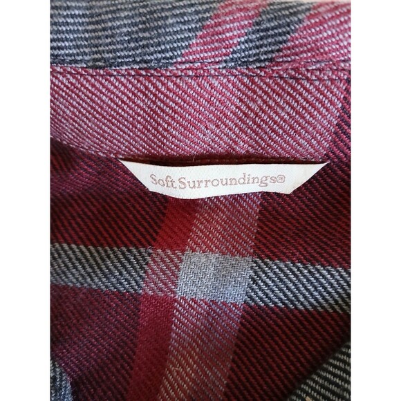 Soft Surroundings Women’s M Plaid Shirt Dress Long Sleeve Button Front Belted - Picture 12 of 12